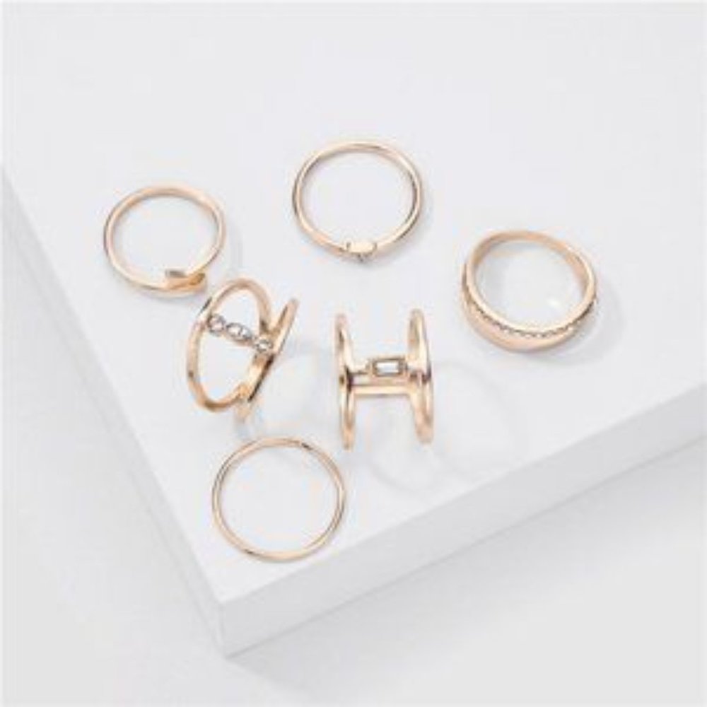 3/$30 Set of 6 Rose Gold Stacking Rings - Picture 2 of 3